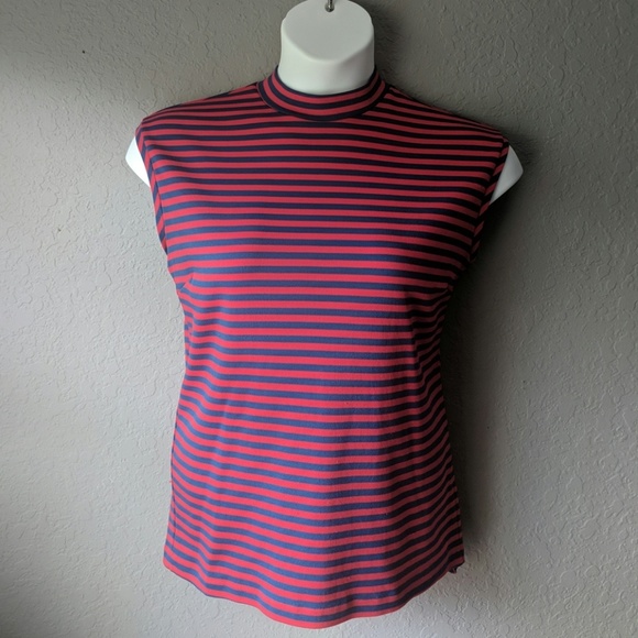 Red Rainbow Striped Round Neck Tank Top main image 1